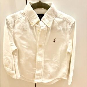 Ralph Lauren White Boy Kids Cotton long sleeve Button-Down dress Shirt 24M